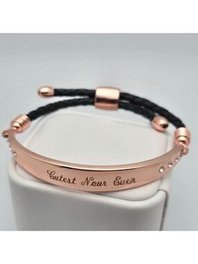 ✨2/$10✨ "Cutest Nour Ever" Personalized Rose Gold Leather Bracelet Adjustable